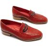 imageMona flying Womens Leather Square Toe Penny Loafer Dress Casual Slip on Flat Office Work Shoes for LadiesRed