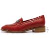 imageMona flying Womens Leather Square Toe Penny Loafer Dress Casual Slip on Flat Office Work Shoes for LadiesRed