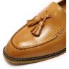 imageMona flying Womens Leather Tassel Loafer Dress Casual Slip on Flat Work Shoes for LadiesBrown