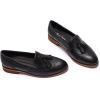 imageMona flying Womens Leather Tassel Loafer Slip on Wingtip Brogue Dress Casual Flat Office Work Shoes for LadiesBlack