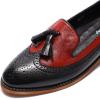 imageMona flying Womens Leather Tassel Loafer Slip on Wingtip Brogue Dress Casual Flat Office Work Shoes for LadiesBlackred