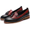 imageMona flying Womens Leather Tassel Loafer Slip on Wingtip Brogue Dress Casual Flat Office Work Shoes for LadiesBlackred