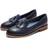 imageMona flying Womens Leather Tassel Loafer Slip on Wingtip Brogue Dress Casual Flat Office Work Shoes for LadiesBlue