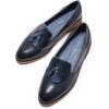 imageMona flying Womens Leather Tassel Loafer Slip on Wingtip Brogue Dress Casual Flat Office Work Shoes for LadiesBlue