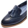 imageMona flying Womens Leather Tassel Loafer Slip on Wingtip Brogue Dress Casual Flat Office Work Shoes for LadiesBlue