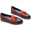 imageMona flying Womens Leather Tassel Loafer Slip on Wingtip Brogue Dress Casual Flat Office Work Shoes for LadiesBluepumpkin Red