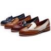 imageMona flying Womens Leather Tassel Loafer Slip on Wingtip Brogue Dress Casual Flat Office Work Shoes for LadiesBrown