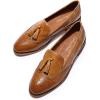 imageMona flying Womens Leather Tassel Loafer Slip on Wingtip Brogue Dress Casual Flat Office Work Shoes for LadiesBrown