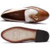 imageMona flying Womens Leather Tassel Loafer Slip on Wingtip Brogue Dress Casual Flat Office Work Shoes for LadiesBrownoffwhite