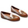 imageMona flying Womens Leather Tassel Loafer Slip on Wingtip Brogue Dress Casual Flat Office Work Shoes for LadiesBrownoffwhite