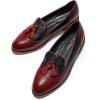 imageMona flying Womens Leather Tassel Loafer Slip on Wingtip Brogue Dress Casual Flat Office Work Shoes for LadiesDark Redblack