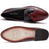 imageMona flying Womens Leather Tassel Loafer Slip on Wingtip Brogue Dress Casual Flat Office Work Shoes for LadiesDark Redblack
