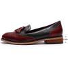 imageMona flying Womens Leather Tassel Loafer Slip on Wingtip Brogue Dress Casual Flat Office Work Shoes for LadiesDark Redblack