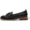imageMona flying Womens Leather Tassel Loafer Slip on Wingtip Brogue Dress Casual Flat Office Work Shoes for LadiesPure Black