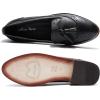 imageMona flying Womens Leather Tassel Loafer Slip on Wingtip Brogue Dress Casual Flat Office Work Shoes for LadiesPure Black