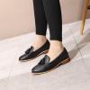 imageMona flying Womens Leather Tassel Loafer Slip on Wingtip Brogue Dress Casual Flat Office Work Shoes for LadiesPure Black