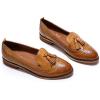 imageMona flying Womens Leather Tassel Loafer Slip on Wingtip Brogue Dress Casual Flat Office Work Shoes for LadiesTan