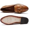 imageMona flying Womens Leather Tassel Loafer Slip on Wingtip Brogue Dress Casual Flat Office Work Shoes for LadiesTan