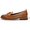 imageMona flying Womens Leather Tassel Loafer Slip on Wingtip Brogue Dress Casual Flat Office Work Shoes for LadiesTan