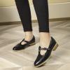 imageMona flying Womens Leather Wingtip Oxford Mary Jane Loafer Casual Flat T Strap Shoes for LadiesBlack