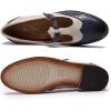 imageMona flying Womens Leather Wingtip Oxford Mary Jane Loafer Casual Flat T Strap Shoes for LadiesBlueoff White