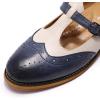 imageMona flying Womens Leather Wingtip Oxford Mary Jane Loafer Casual Flat T Strap Shoes for LadiesBlueoff White