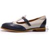 imageMona flying Womens Leather Wingtip Oxford Mary Jane Loafer Casual Flat T Strap Shoes for LadiesBlueoff White