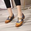 imageMona flying Womens Leather Wingtip Oxford Mary Jane Loafer Casual Flat T Strap Shoes for LadiesBrownblue
