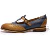 imageMona flying Womens Leather Wingtip Oxford Mary Jane Loafer Casual Flat T Strap Shoes for LadiesBrownblue
