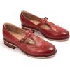 imageMona flying Womens Leather Wingtip Oxford Mary Jane Loafer Casual Flat T Strap Shoes for LadiesDate Red