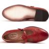 imageMona flying Womens Leather Wingtip Oxford Mary Jane Loafer Casual Flat T Strap Shoes for LadiesDate Red