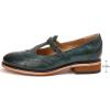 imageMona flying Womens Leather Wingtip Oxford Mary Jane Loafer Casual Flat T Strap Shoes for LadiesGreenish