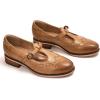imageMona flying Womens Leather Wingtip Oxford Mary Jane Loafer Casual Flat T Strap Shoes for LadiesLight Brown
