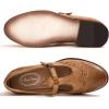imageMona flying Womens Leather Wingtip Oxford Mary Jane Loafer Casual Flat T Strap Shoes for LadiesLight Brown