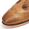 imageMona flying Womens Leather Wingtip Oxford Mary Jane Loafer Casual Flat T Strap Shoes for LadiesLight Brown