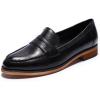 imageMona flying Womens Classy Leather Penny Loafer Dress Casual Slip on Flat Office Work Shoes for LadiesBlack