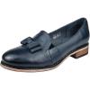 imageMona flying Womens Leather Bow Penny Loafer Business Casual Slip on Flat Office Work Shoes for LadiesBlue