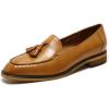 imageMona flying Womens Leather Tassel Loafer Dress Casual Slip on Flat Work Shoes for LadiesBrown