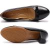 imageMona flying Leather Mid Chunky Pumps Elegant Women Slip On Classic Comfortable Elegant Handmade Work ShoesBlack