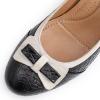 imageMona flying Leather Mid Chunky Pumps Elegant Women Slip On Classic Comfortable Elegant Handmade Work ShoesBlack Offwhite