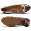 imageMona flying Leather Mid Chunky Pumps Elegant Women Slip On Classic Comfortable Elegant Handmade Work ShoesCoffee Pink