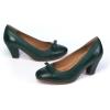 imageMona flying Leather Mid Chunky Pumps Elegant Women Slip On Classic Comfortable Elegant Handmade Work ShoesDeep Green