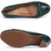imageMona flying Leather Mid Chunky Pumps Elegant Women Slip On Classic Comfortable Elegant Handmade Work ShoesDeep Green