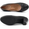 imageMona flying Leather Mid Chunky Pumps Elegant Women Slip On Classic Comfortable Elegant Handmade Work ShoesInkblack
