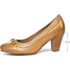 imageMona flying Leather Mid Chunky Pumps Elegant Women Slip On Classic Comfortable Elegant Handmade Work ShoesLight Tan