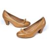 imageMona flying Leather Mid Chunky Pumps Elegant Women Slip On Classic Comfortable Elegant Handmade Work ShoesLight Tan