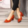 imageMona flying Leather Mid Chunky Pumps Elegant Women Slip On Classic Comfortable Elegant Handmade Work ShoesRed
