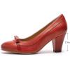 imageMona flying Leather Mid Chunky Pumps Elegant Women Slip On Classic Comfortable Elegant Handmade Work ShoesRed