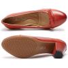 imageMona flying Leather Mid Chunky Pumps Elegant Women Slip On Classic Comfortable Elegant Handmade Work ShoesRed