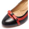 imageMona flying Leather Mid Chunky Pumps Elegant Women Slip On Classic Comfortable Elegant Handmade Work ShoesRed Black